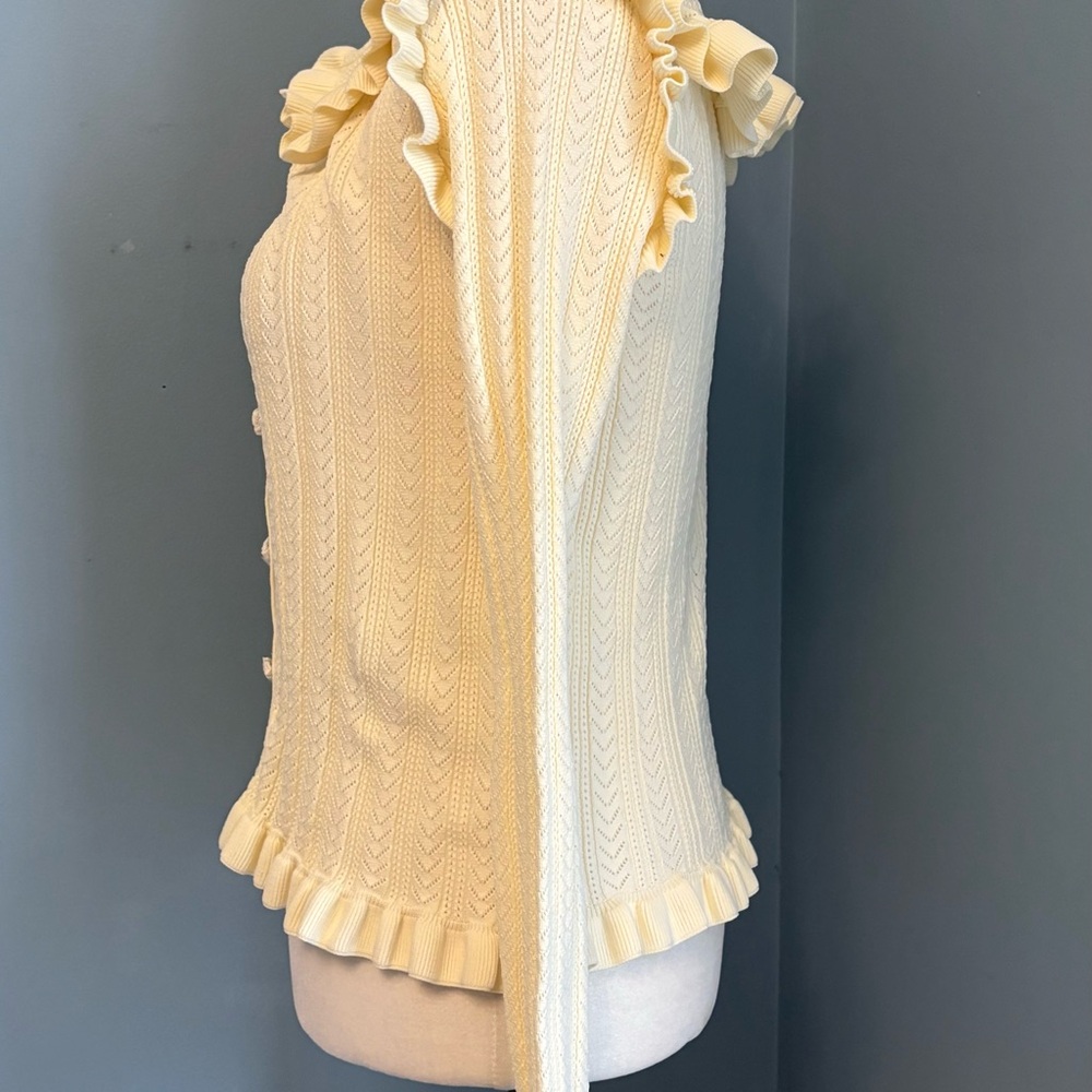Zara Cream Ruffled Cardigan - Picture 8 of 14